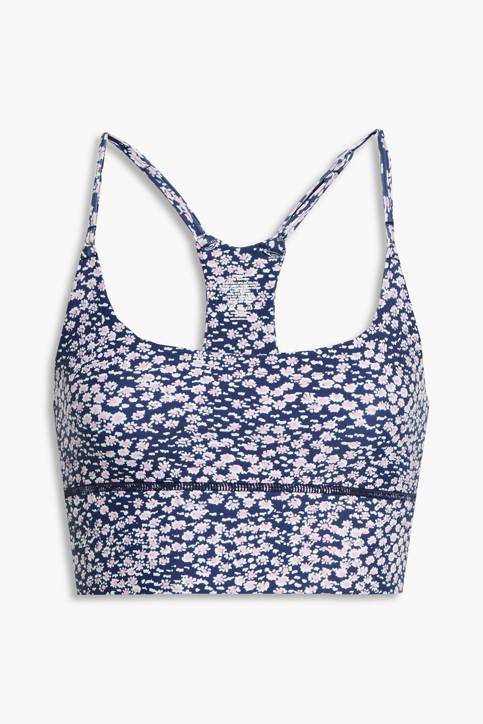 Floral-print stretch sports bra