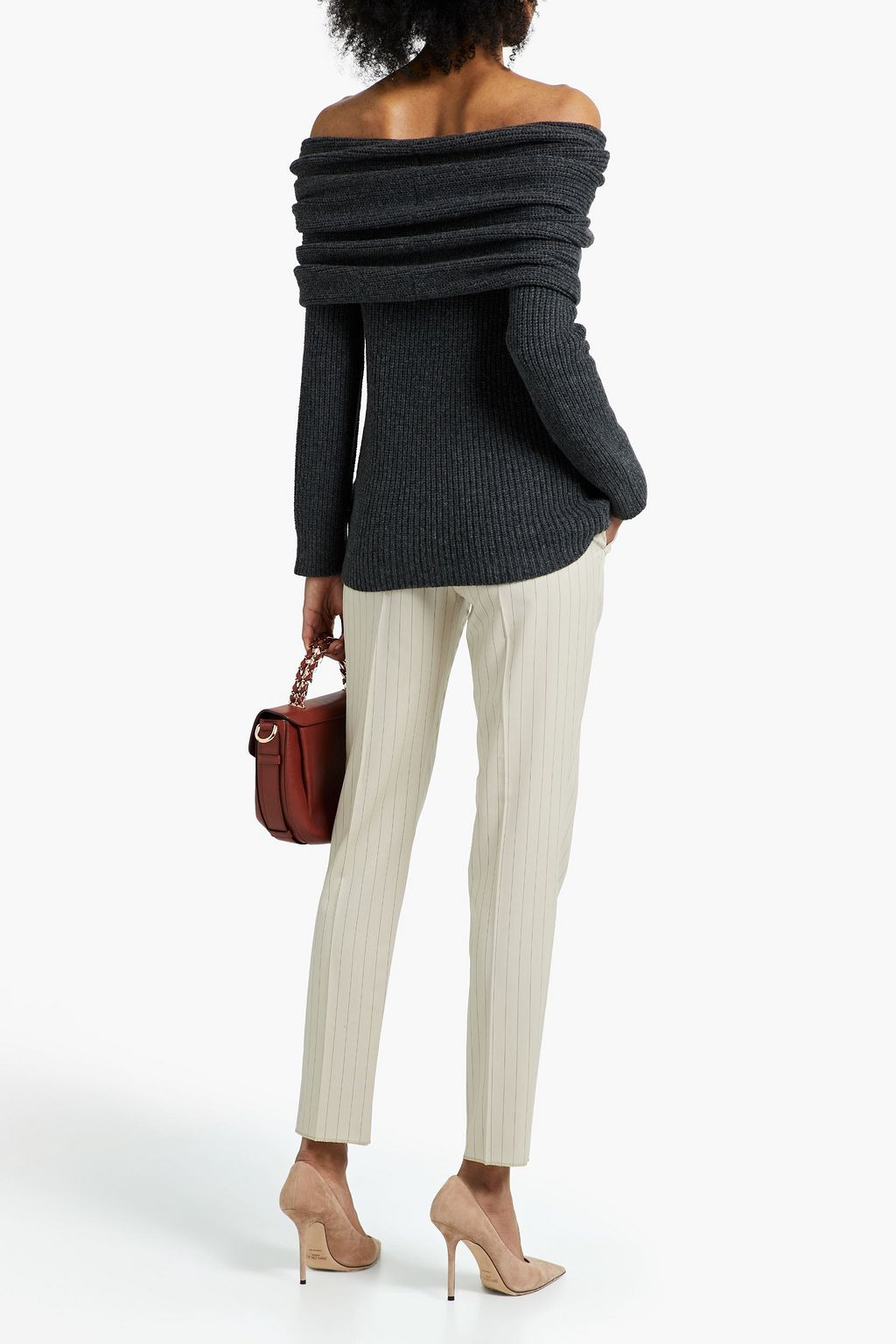 ALTUZARRA Schulterfreier Pullover aus einer melierten Merinowollmischung