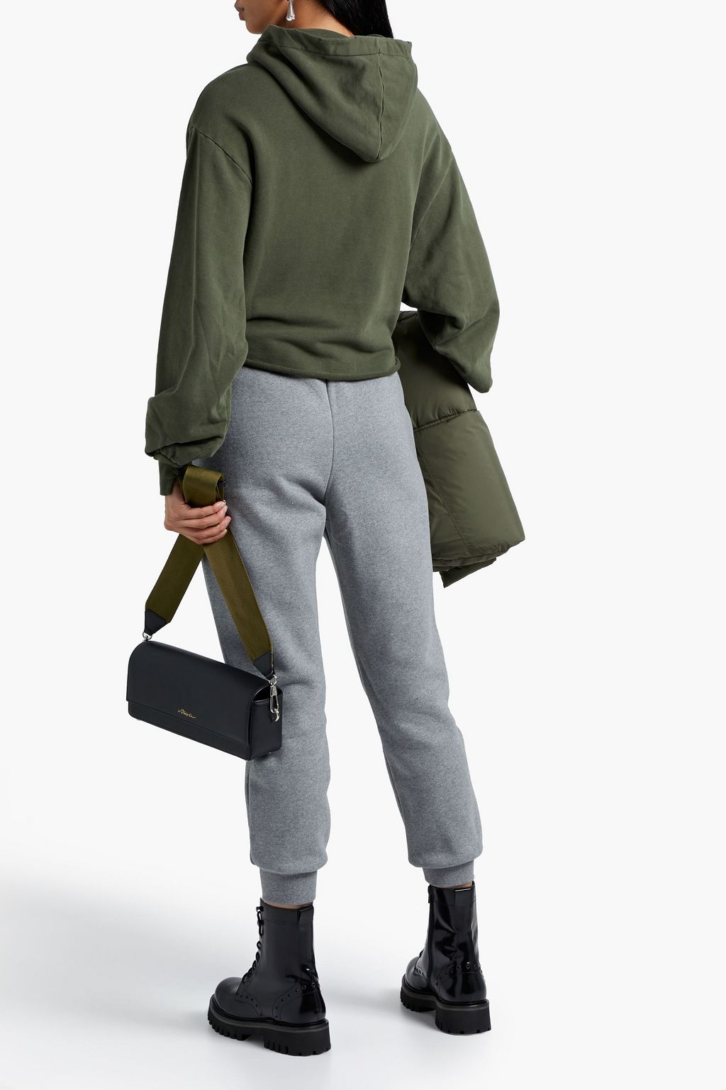 FRAME Standard mélange cotton-blend fleece track pants