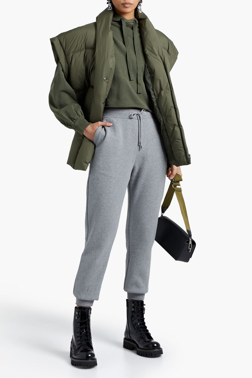 FRAME Standard mélange cotton-blend fleece track pants