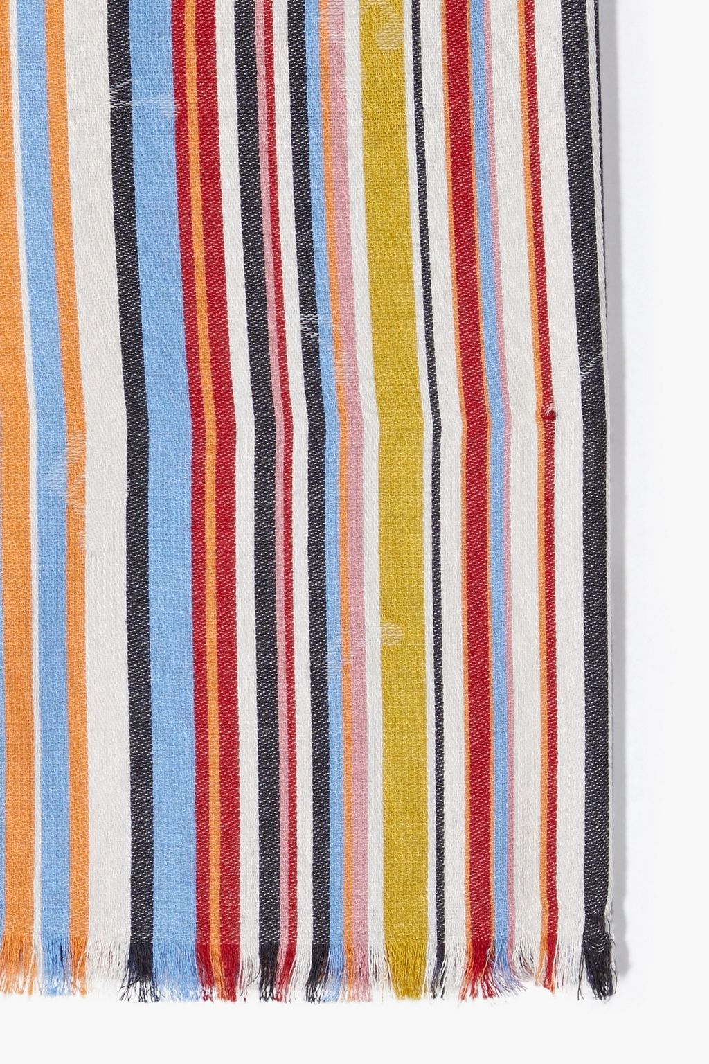 PAUL SMITH Frayed striped knitted scarf
