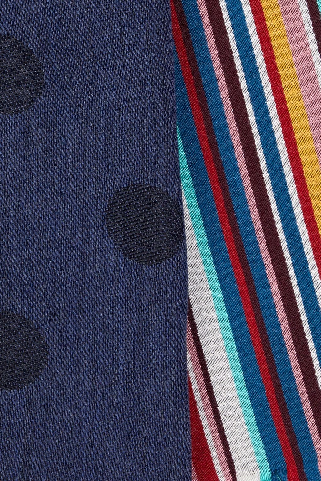 PAUL SMITH Frayed printed wool-blend scarf