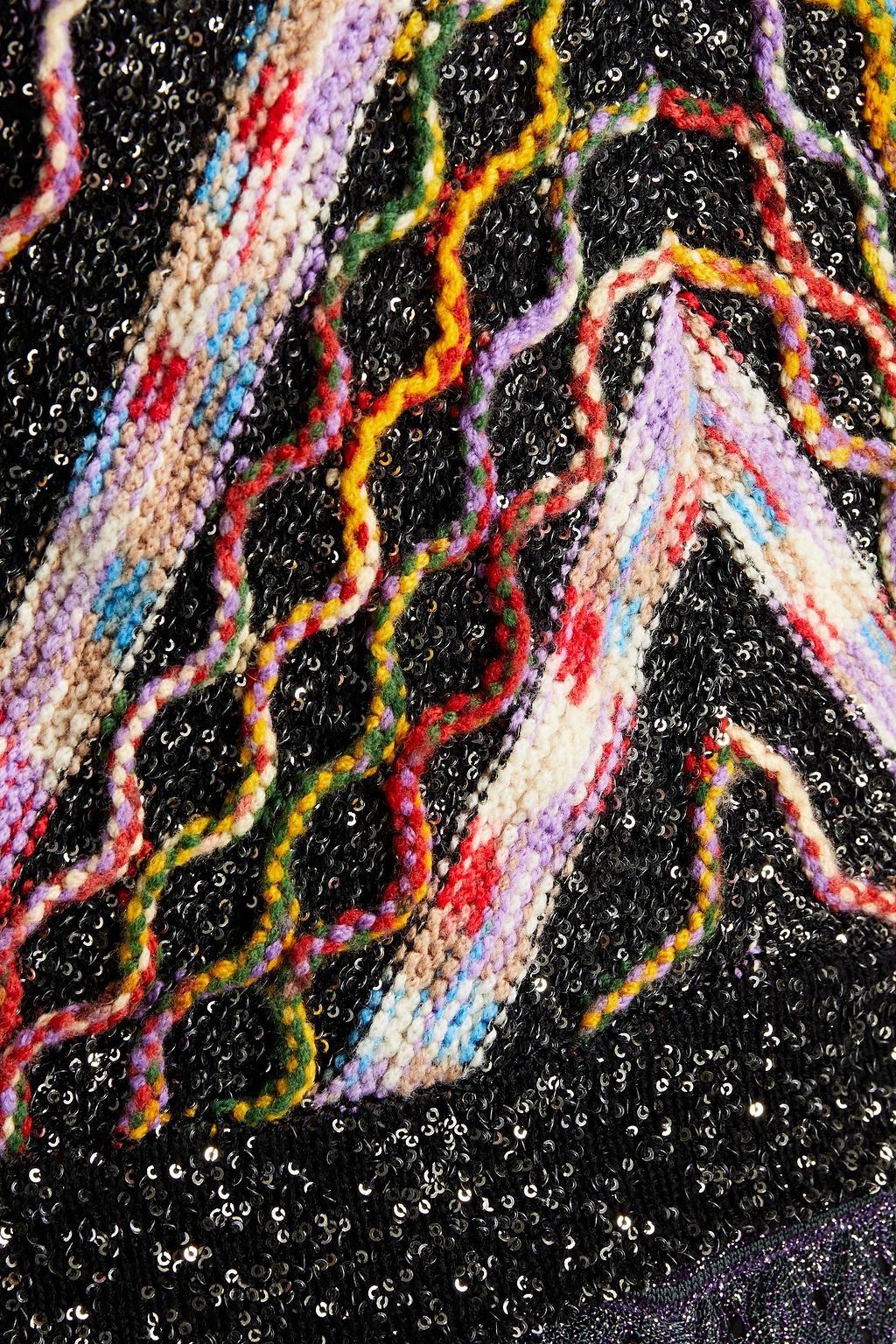 MISSONI Sequin-embellished crochet-knit top
