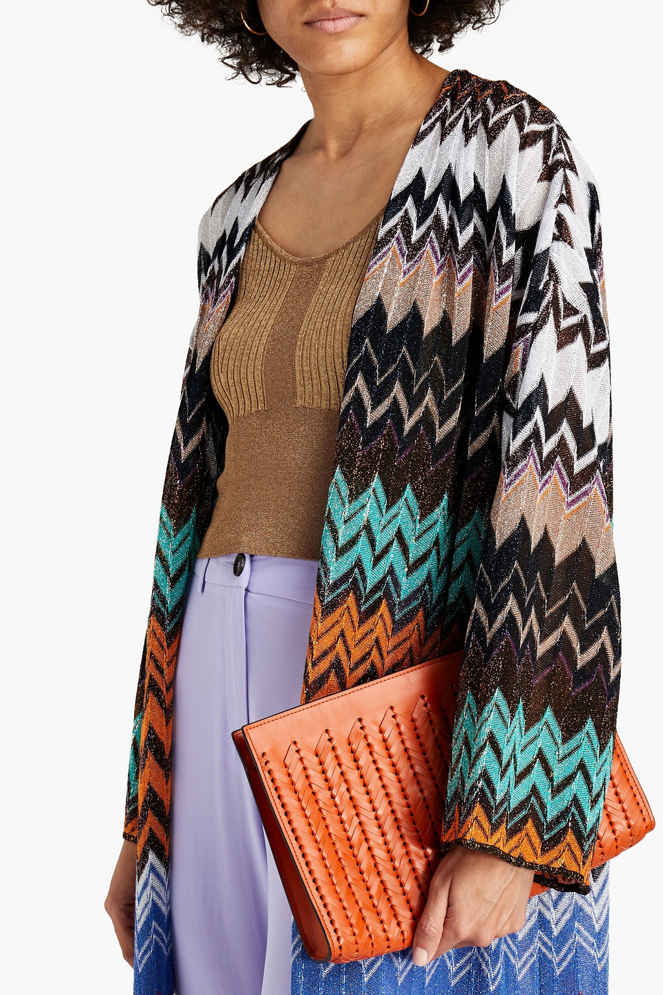 Missoni Leather Clutch In Orange