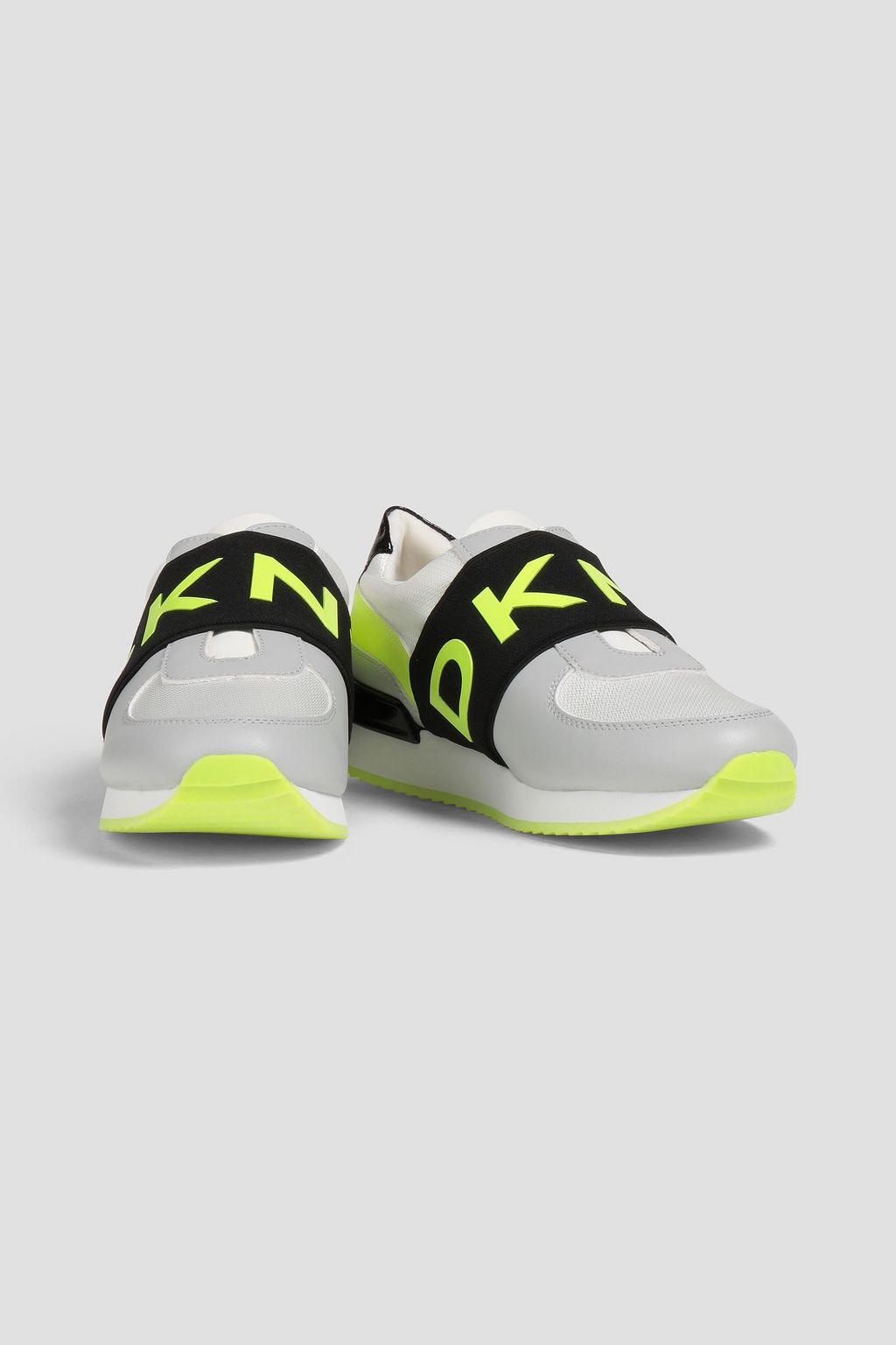 DKNY Marli logo-print faux leather and jacquard sneakers