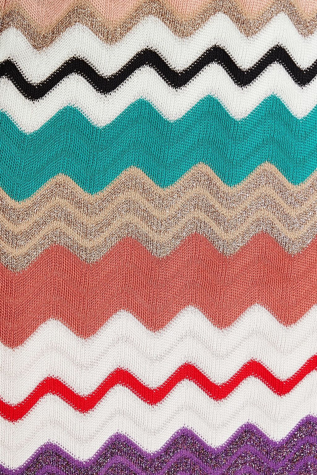 MISSONI Jersey-paneled crochet-knit dress