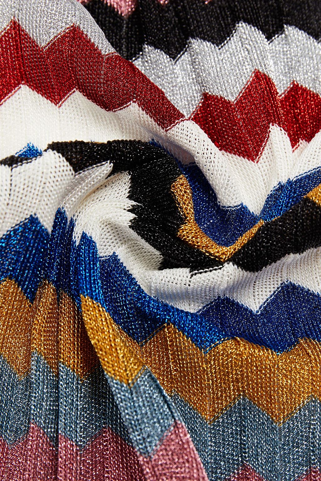 MISSONI Fringed metallic crochet-knit scarf