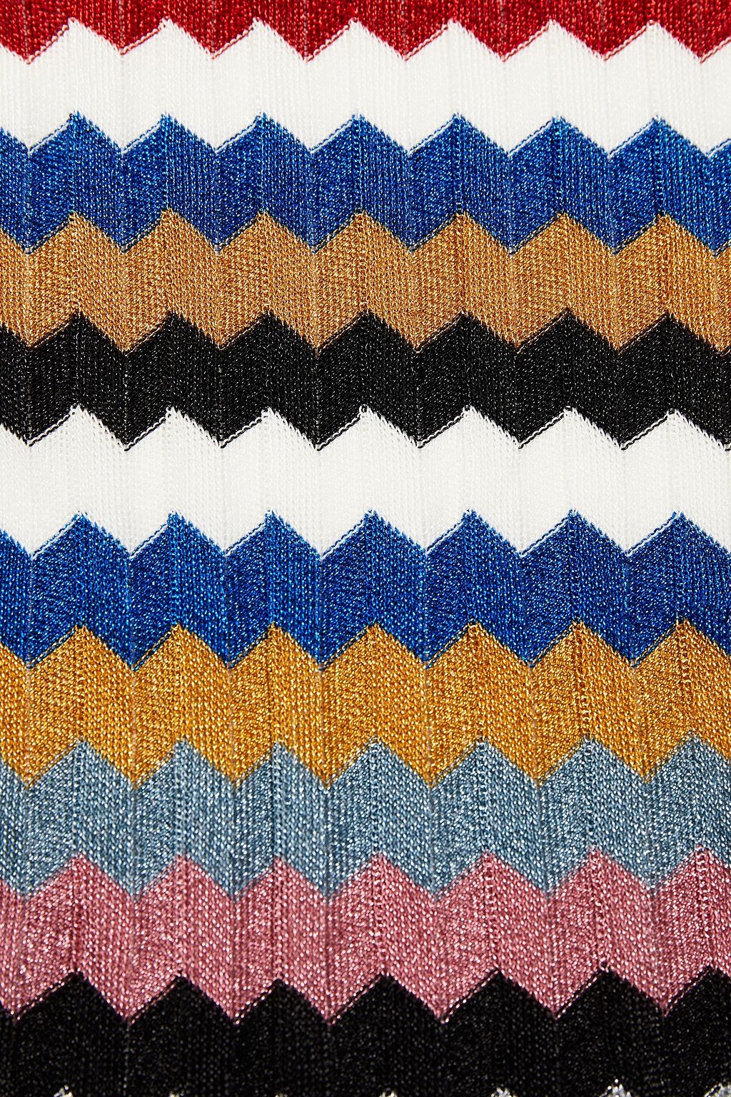 MISSONI Fringed metallic crochet-knit scarf