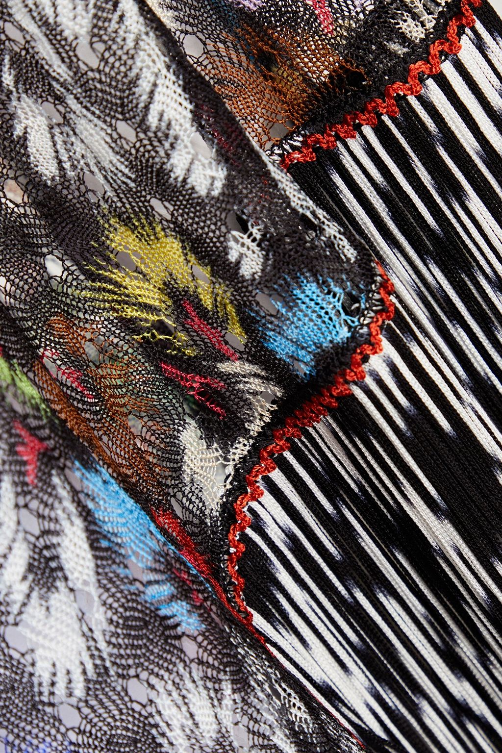 MISSONI Fringed crochet-knit wrap