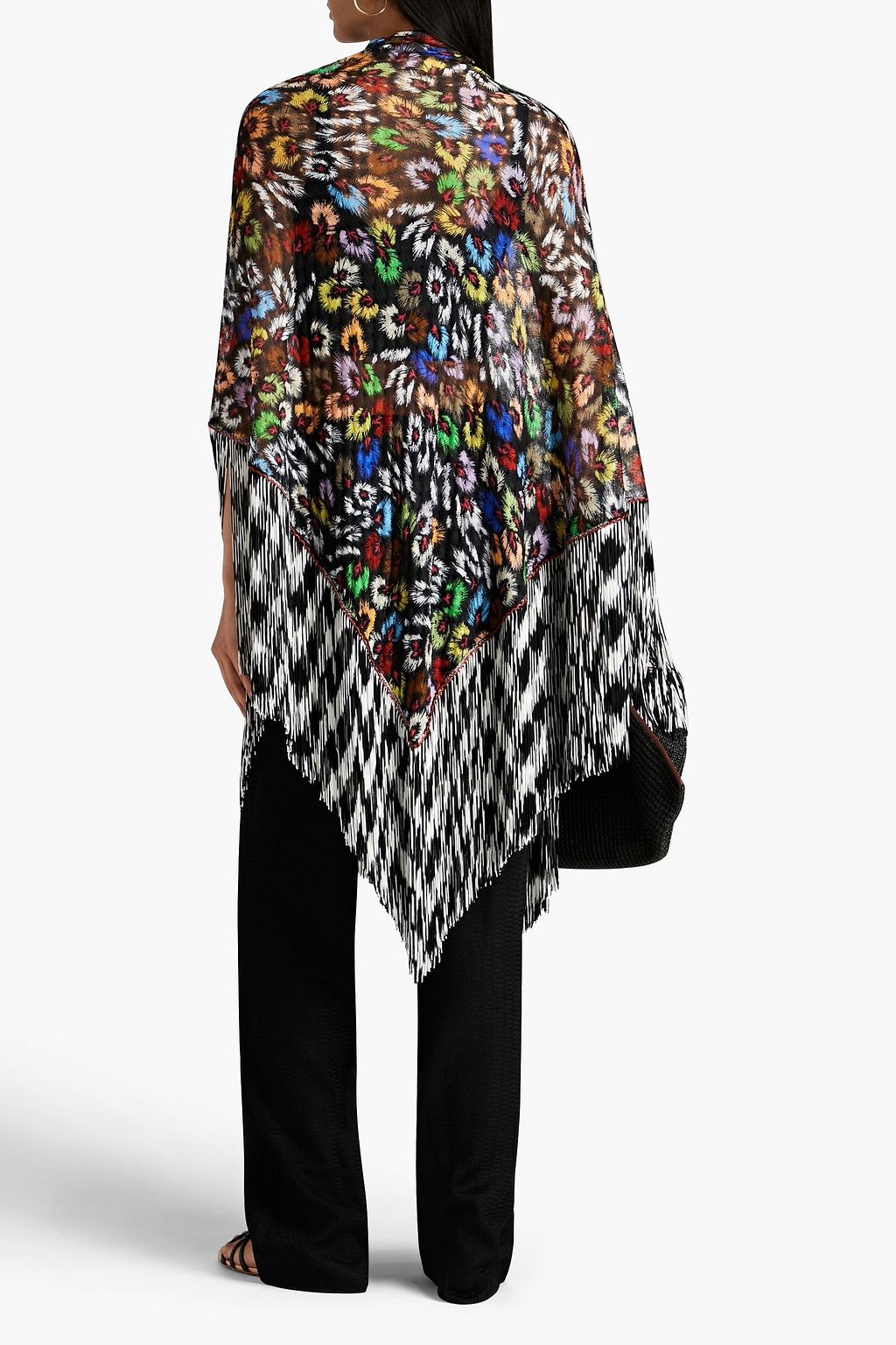 MISSONI Fringed crochet-knit wrap