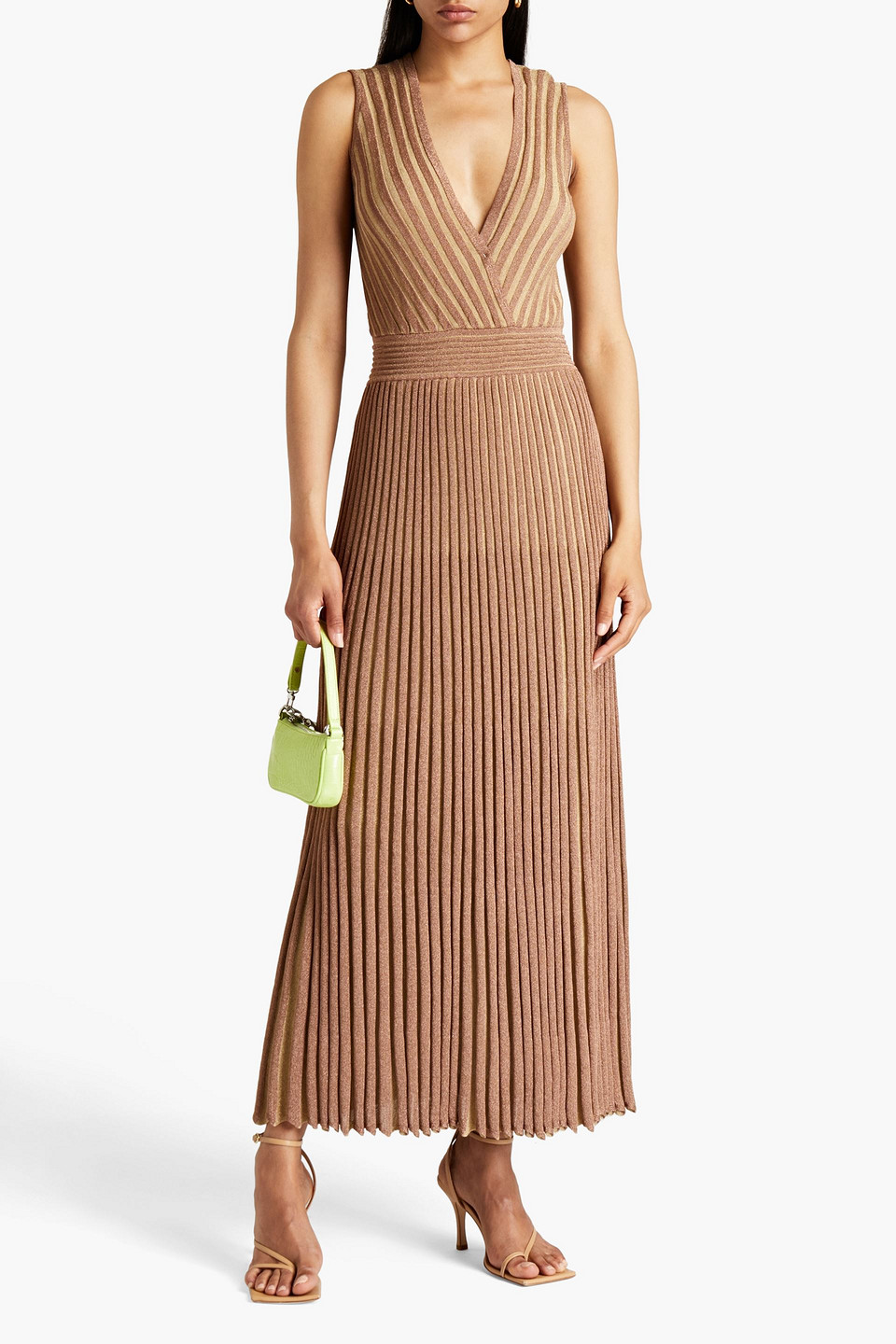 Missoni Metallic Crochet-knit Maxi Dress In Brown