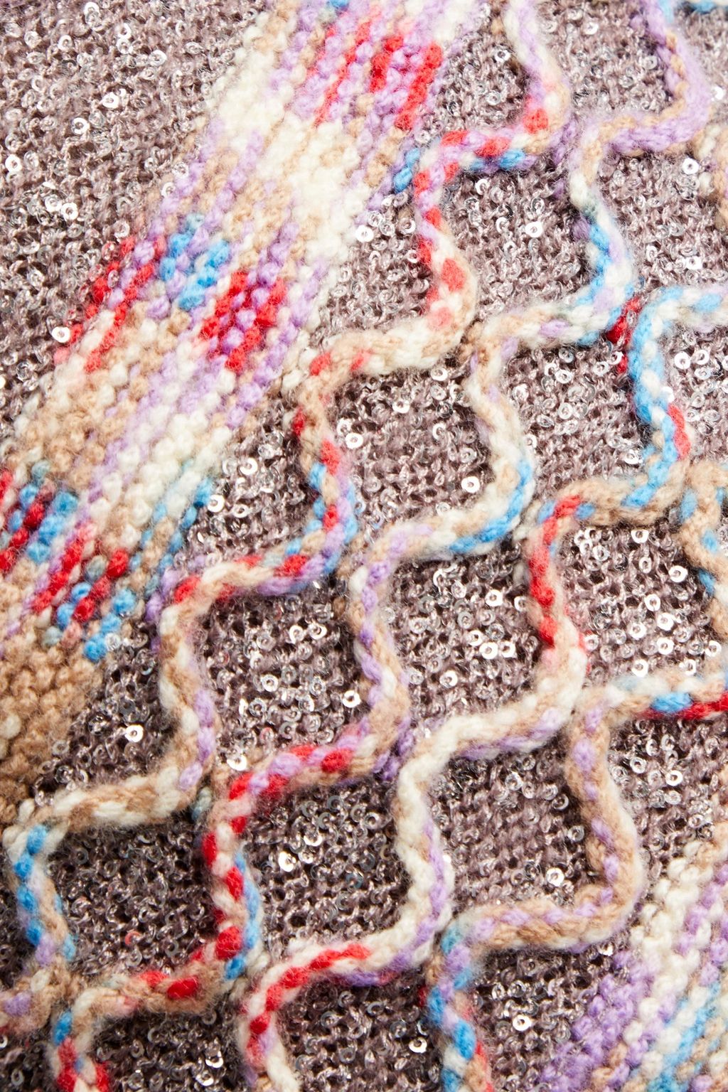 MISSONI Mini-Strickkleid in Häkeloptik mit Pailletten und Rollkragen