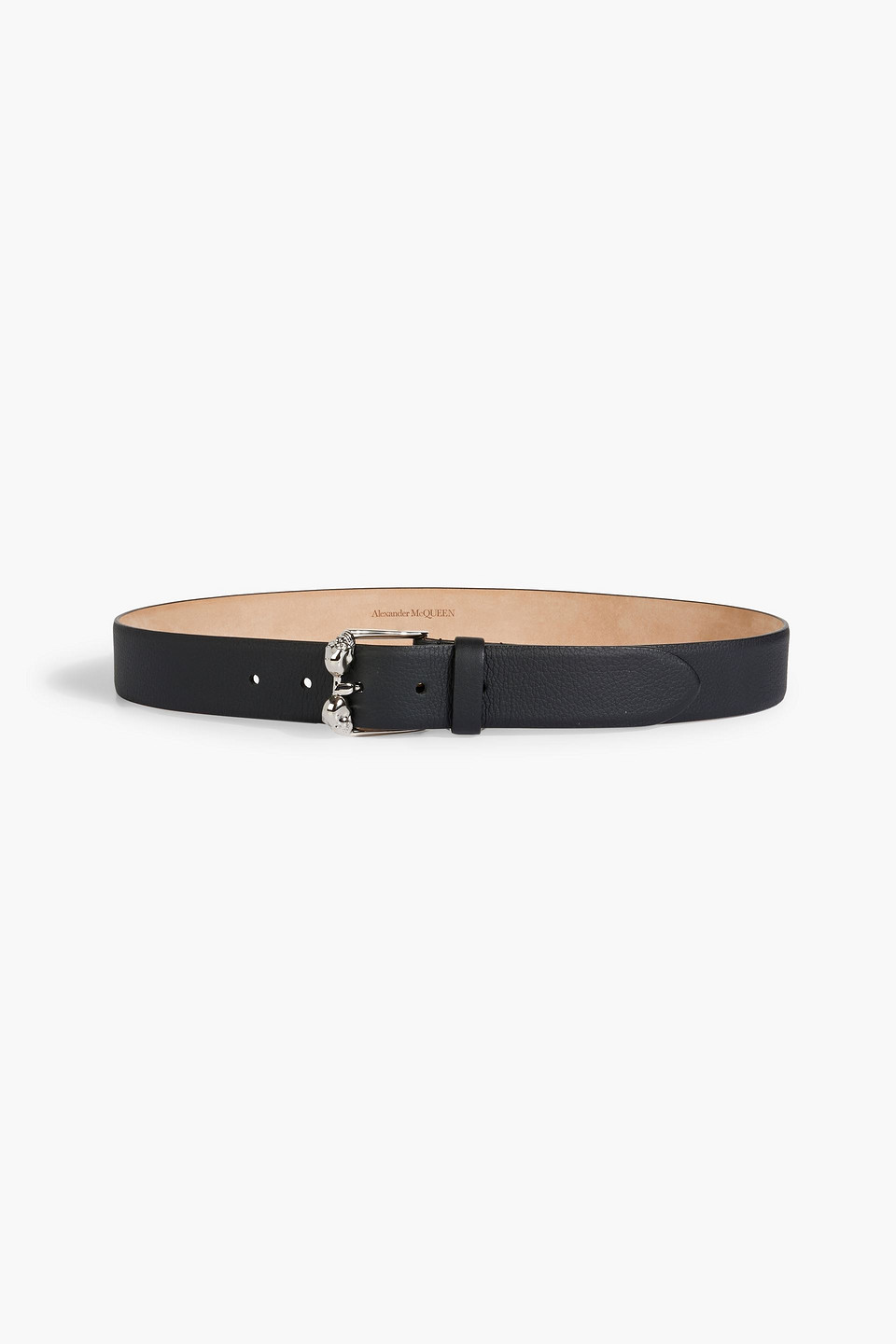 Alexander Mcqueen Pebbled-leather Belt In Black