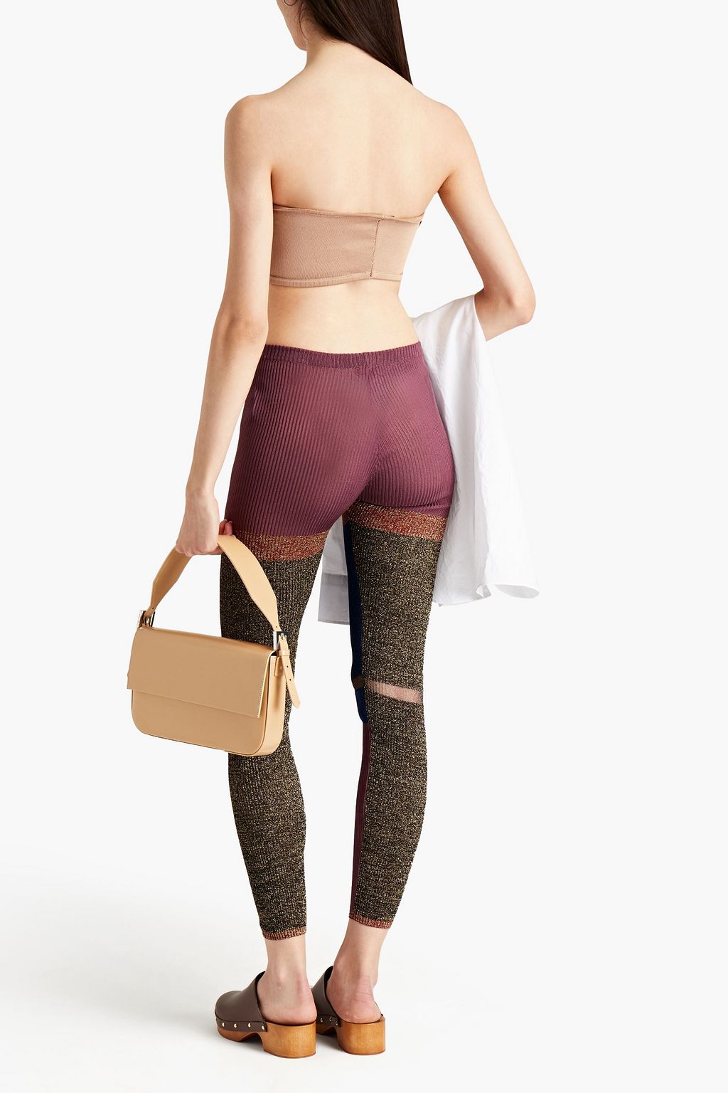 MISSONI Metallic ribbed-knit leggings