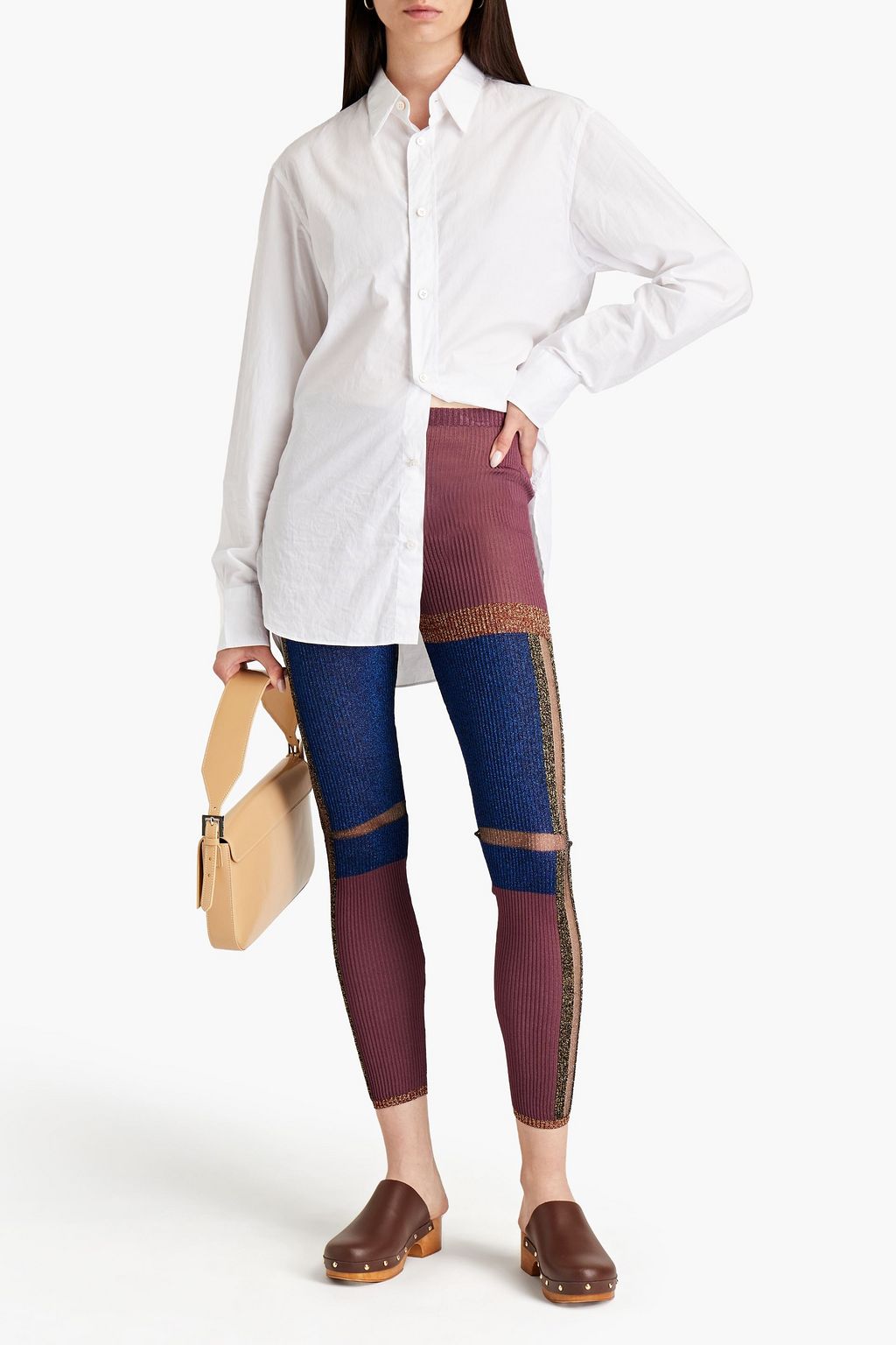 MISSONI Metallic ribbed-knit leggings