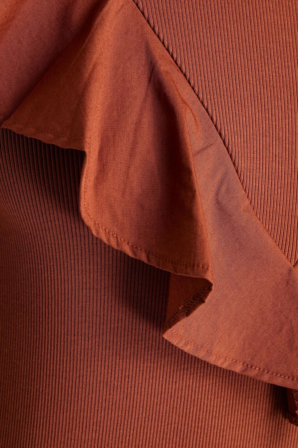 VERONICA BEARD Avalon poplin-trimmed Pima cotton-blend turtleneck top
