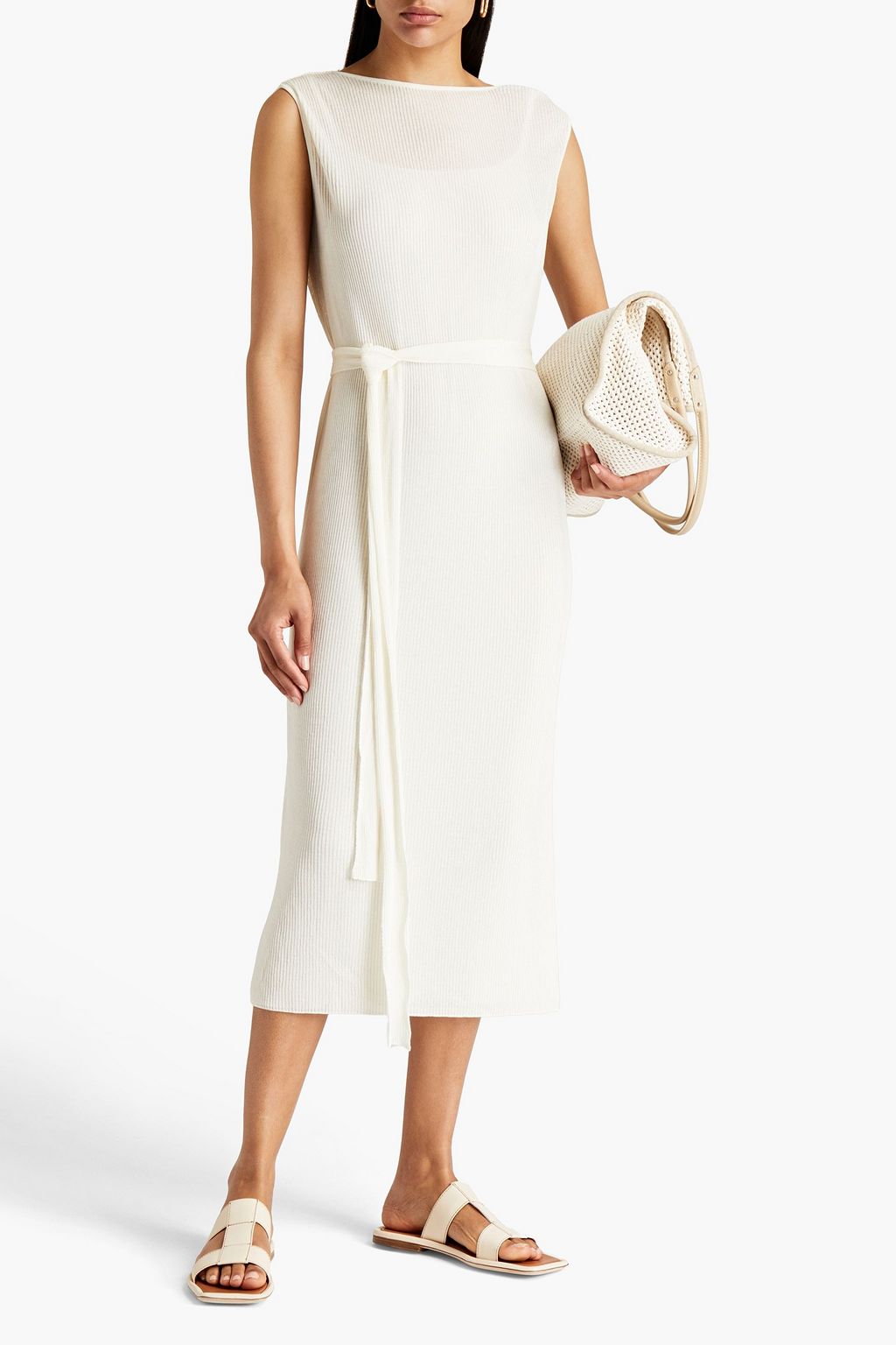 MISSONI Belted ribbed-knit midi dress
