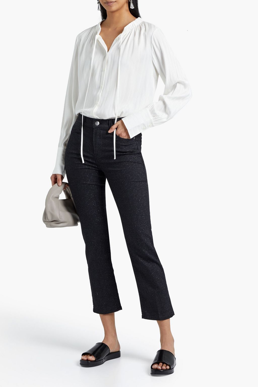 Striped silk-blend jacquard blouse 