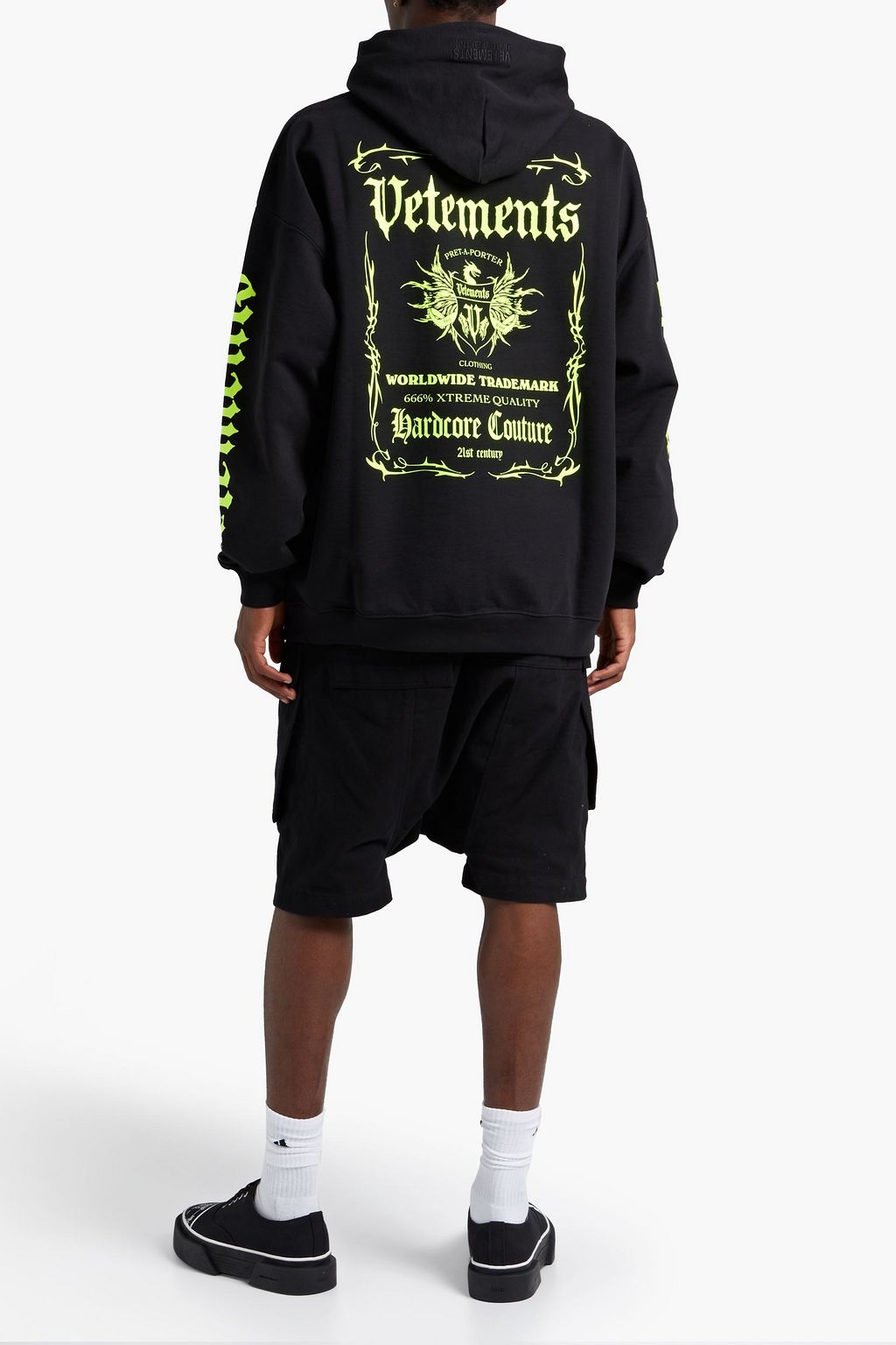 VETEMENTS Printed French cotton-blend terry hoodie