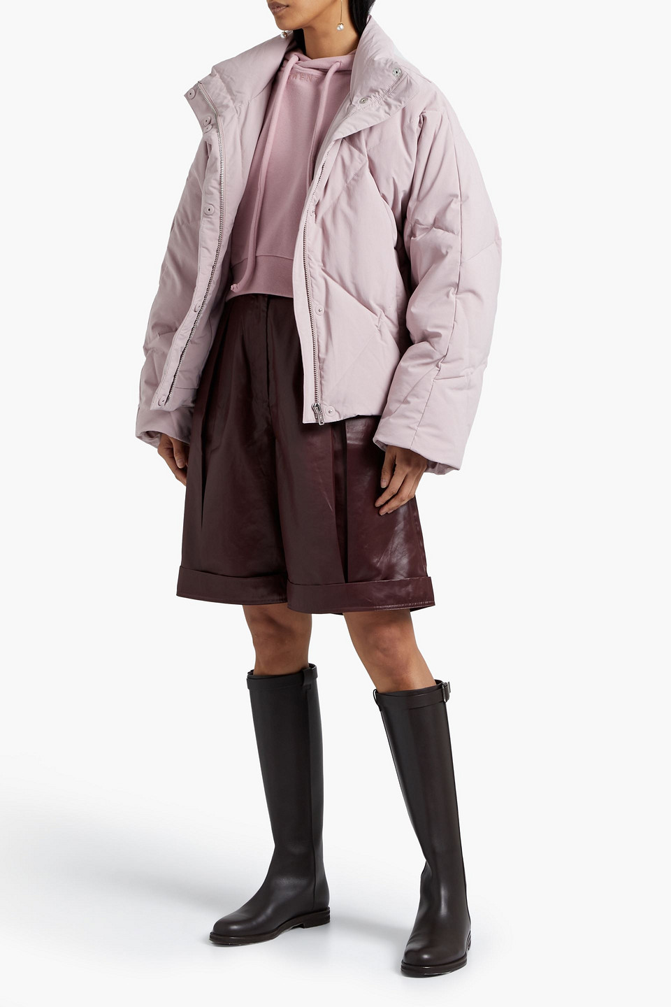 Stand Studio Aina Quilted Shell Down Jacket In Pastel Pink
