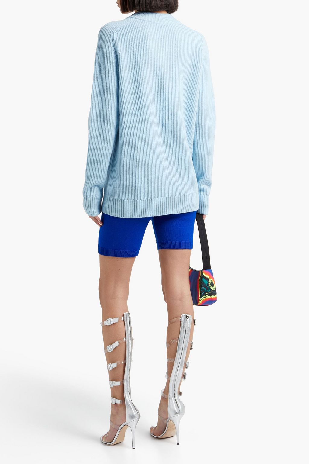 HELMUT LANG Embroidered ribbed wool and cashmere-blend sweater