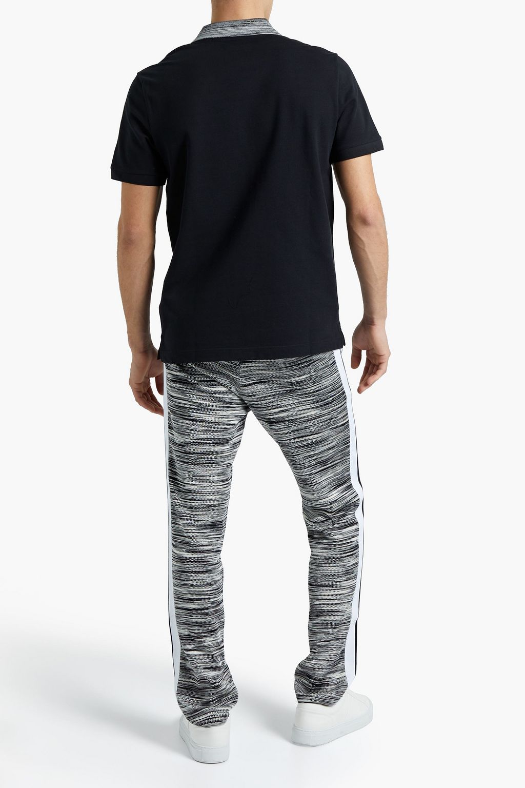 MISSONI Embroidered space dye-trimmed cotton-piqué polo shirt