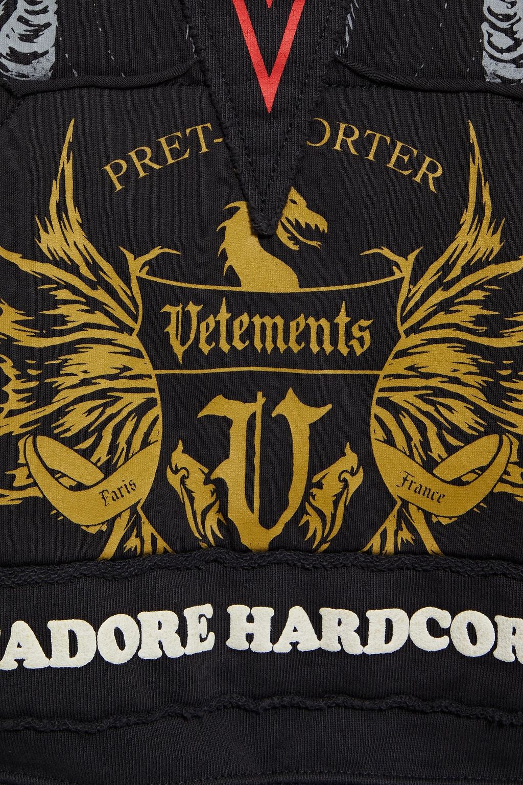 VETEMENTS Appliquéd printed French cotton-blend terry hoodie
