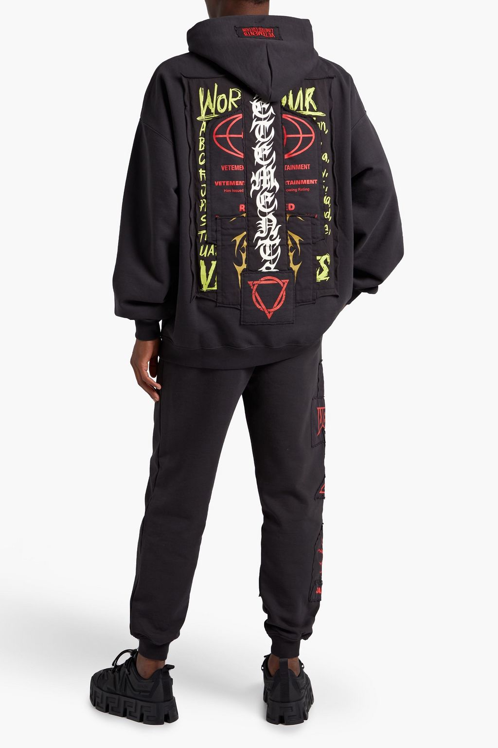 VETEMENTS Appliquéd printed French cotton-blend terry hoodie
