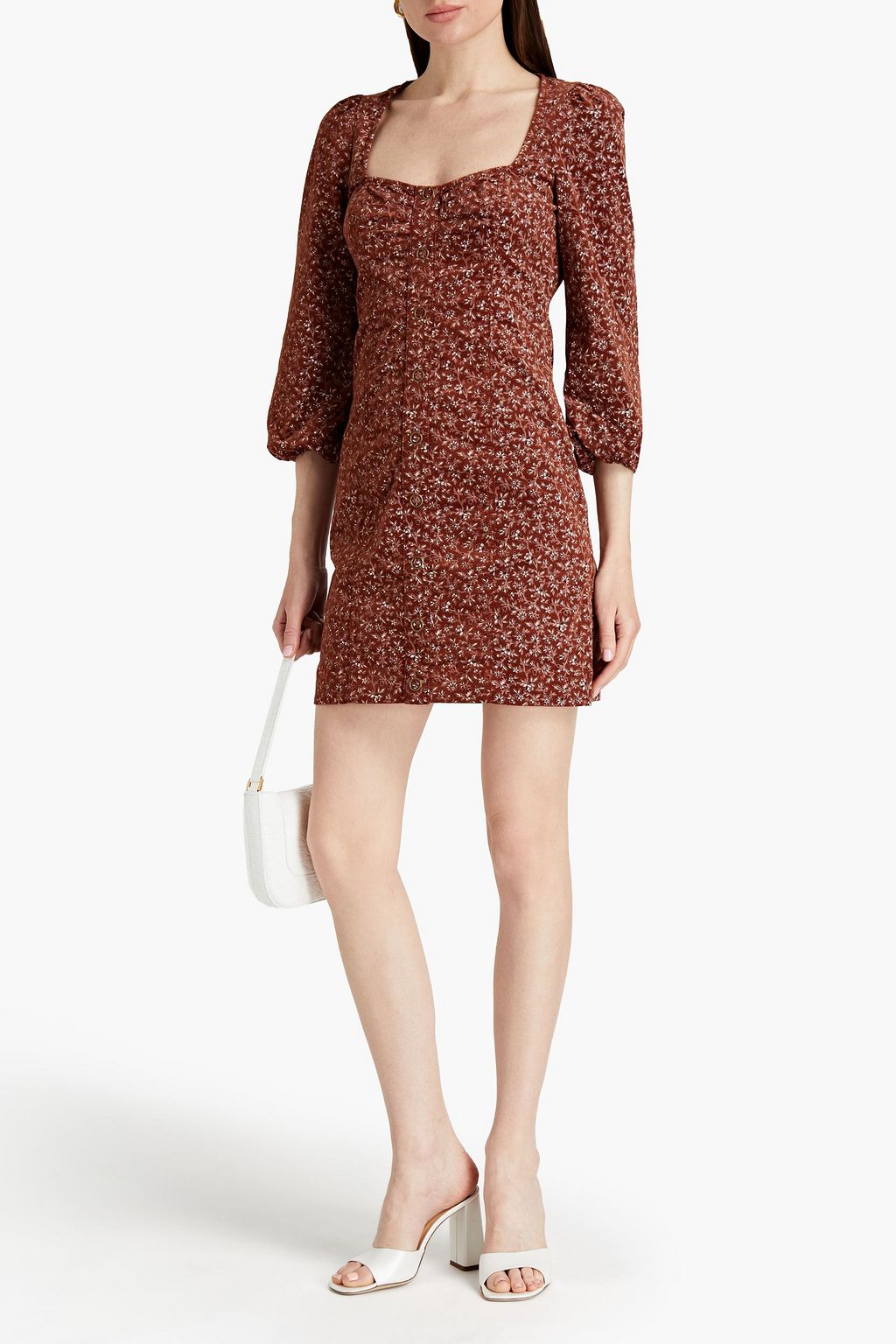 VERONICA BEARD Ranja floral-print stretch-cotton velvet mini dress