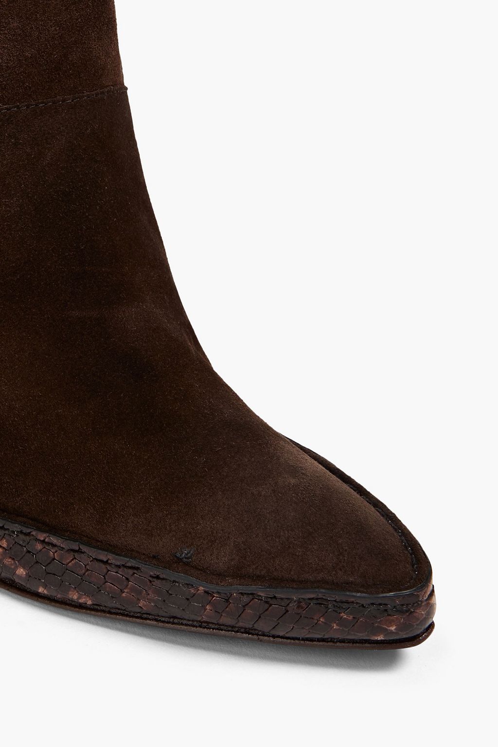 TORY BURCH Lila suede-paneled snake-effect leather over-the-knee boots