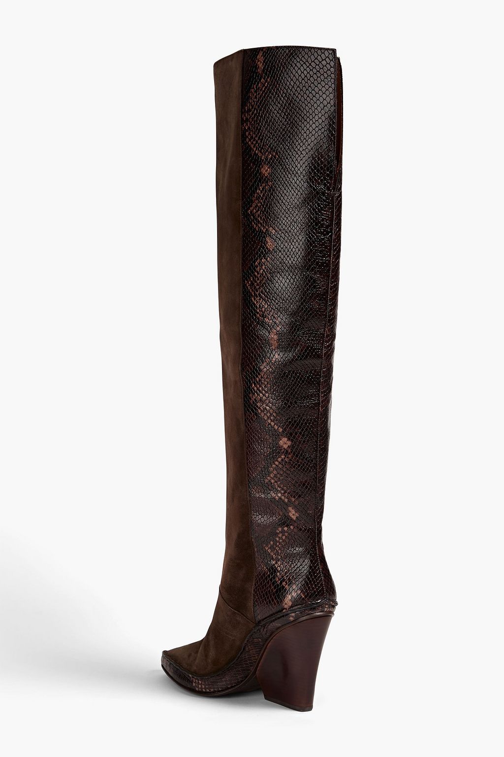 TORY BURCH Lila suede-paneled snake-effect leather over-the-knee boots