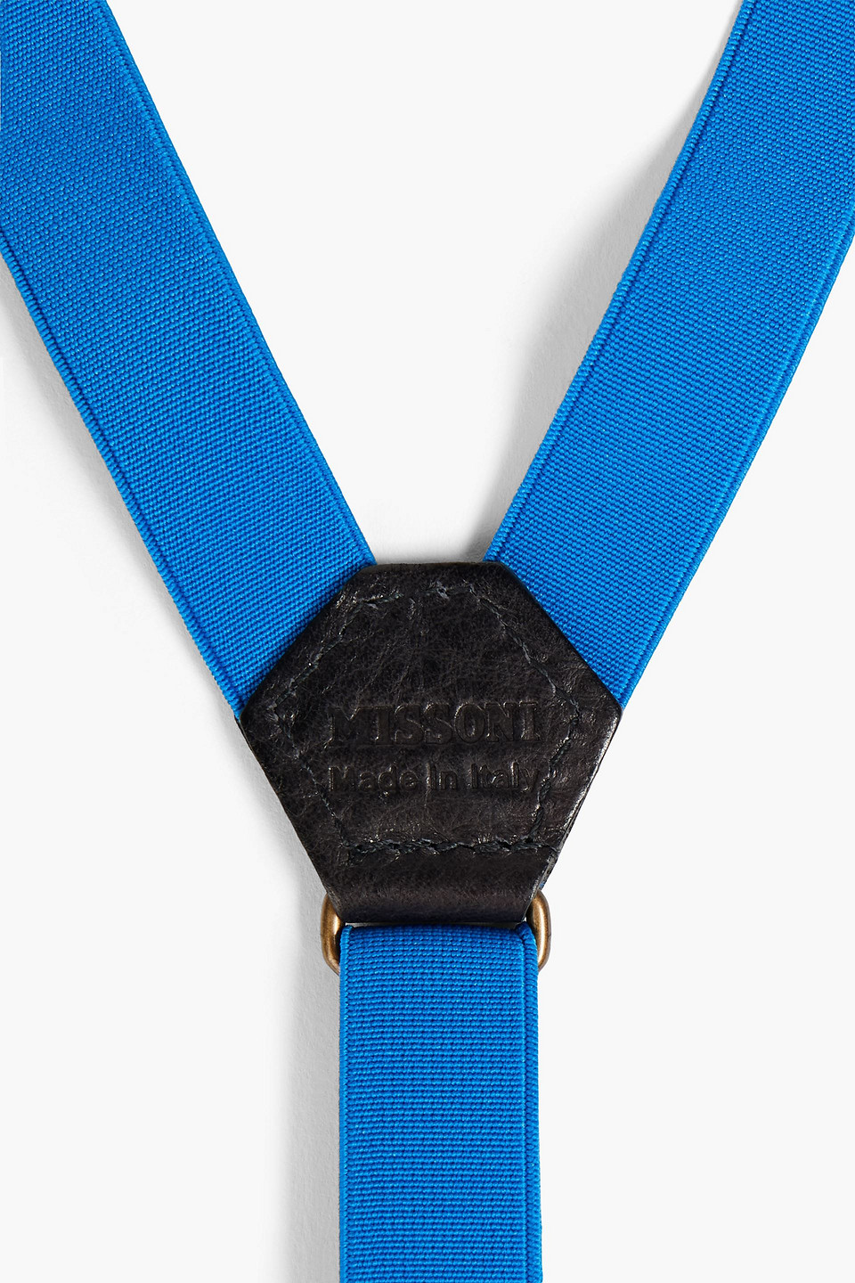 Missoni Man Leather-trimmed Webbing Suspenders In Blue