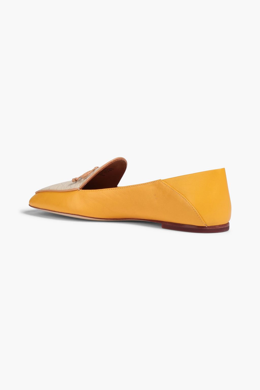 TORY BURCH Embellished smooth and croc-effect leather loafers