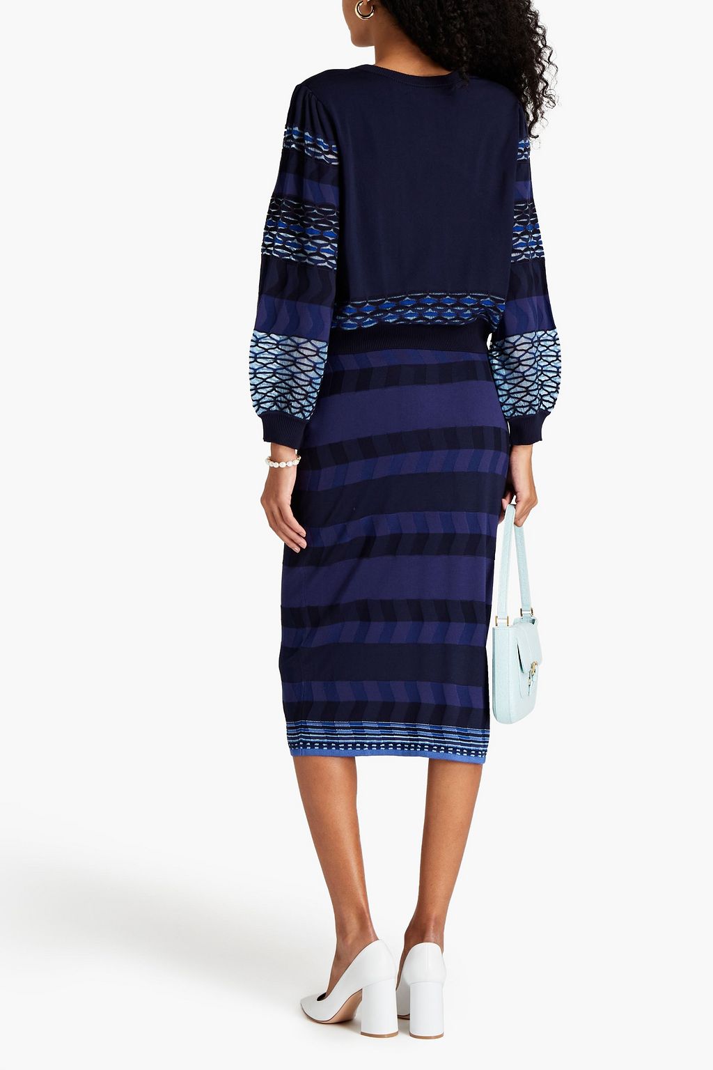 DIANE VON FURSTENBERG Rosa striped jacquard-knit midi skirt