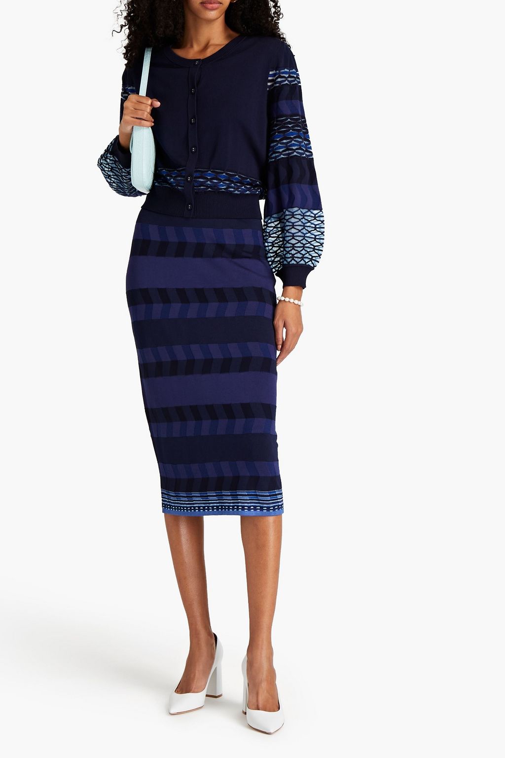 DIANE VON FURSTENBERG Rosa striped jacquard-knit midi skirt