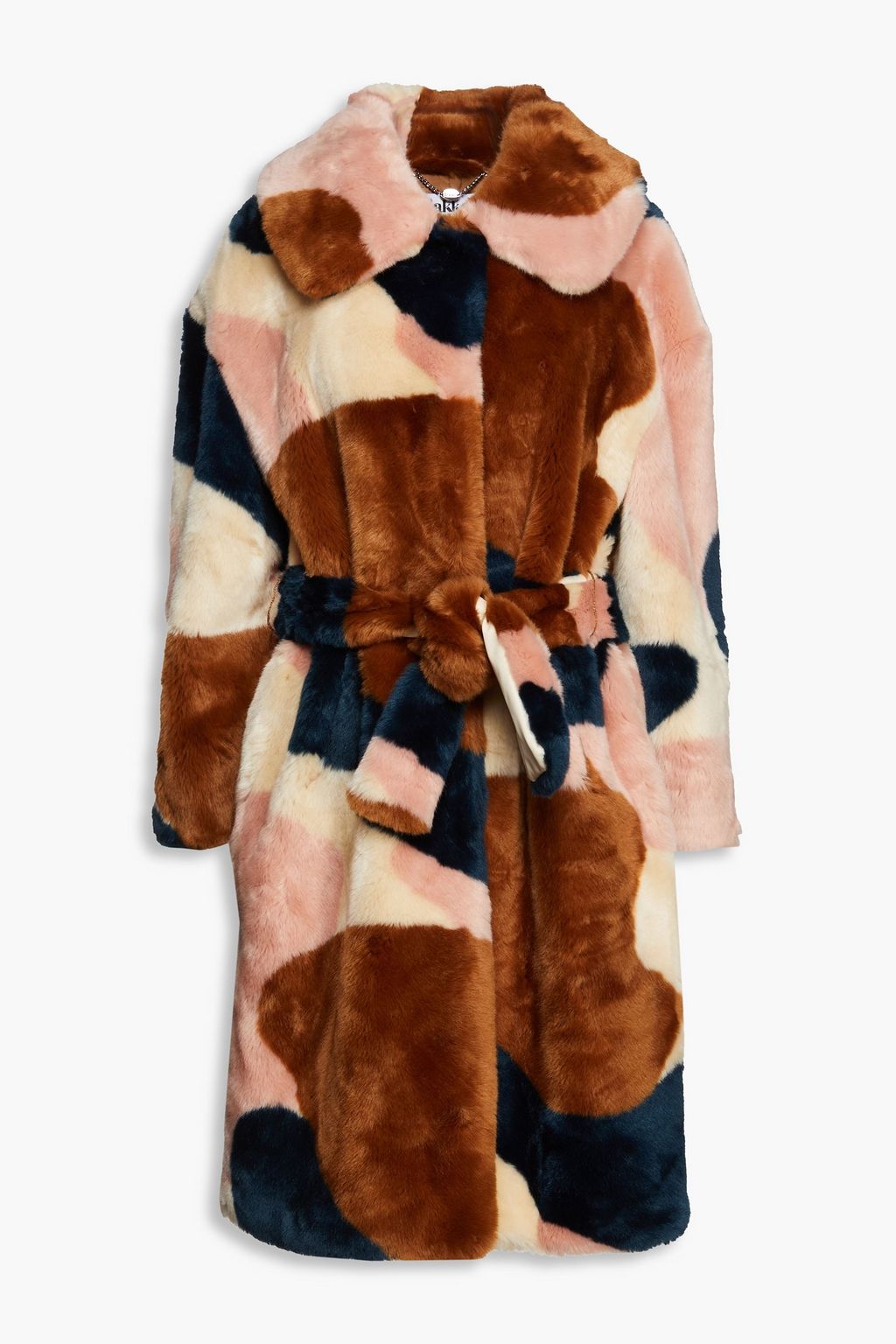 Colorblock fur coat clearance
