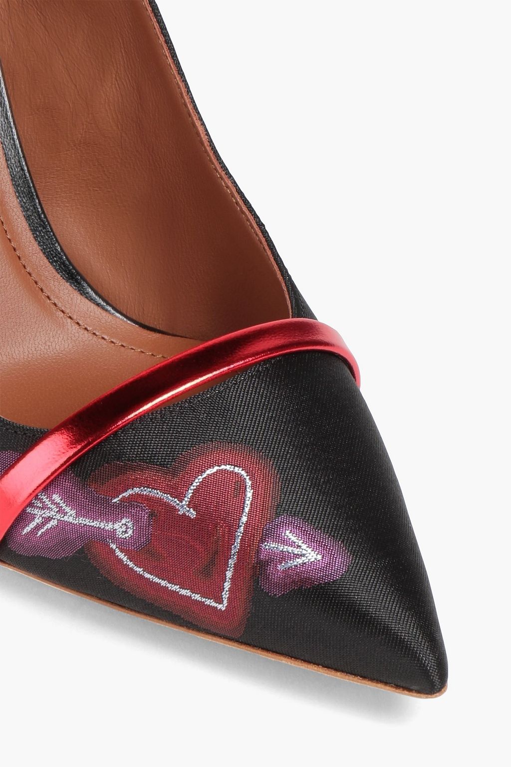 MALONE SOULIERS Marion embellished leather and twill slingback pumps