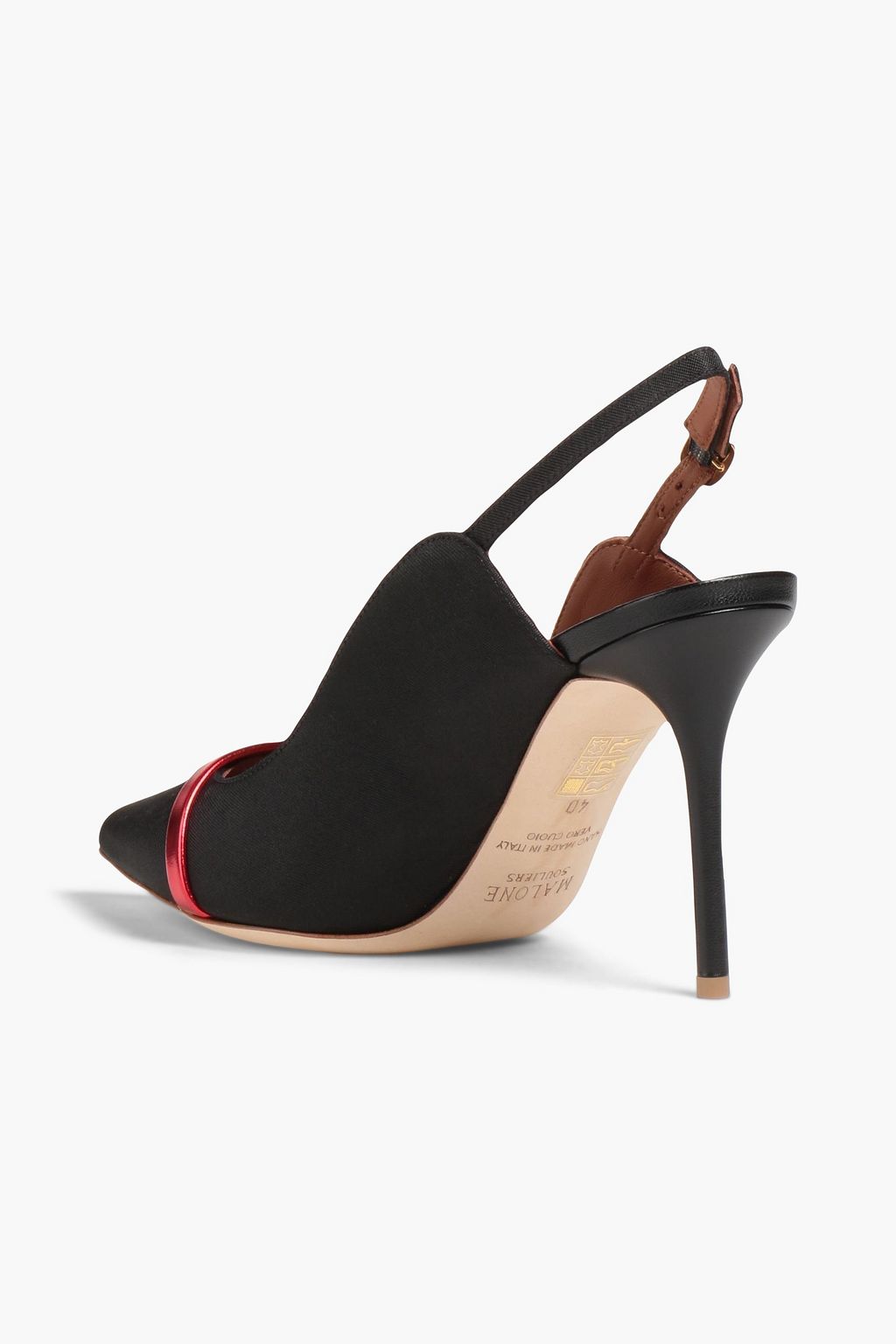 MALONE SOULIERS Marion embellished leather and twill slingback pumps