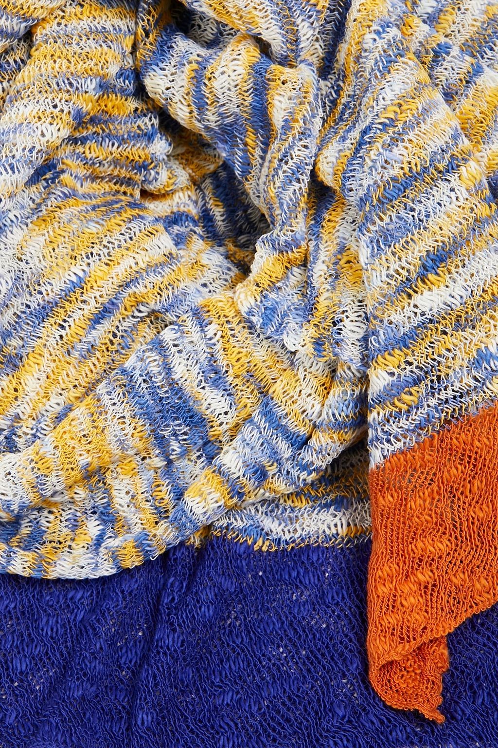 MISSONI Space-dyed crochet-knit cotton scarf