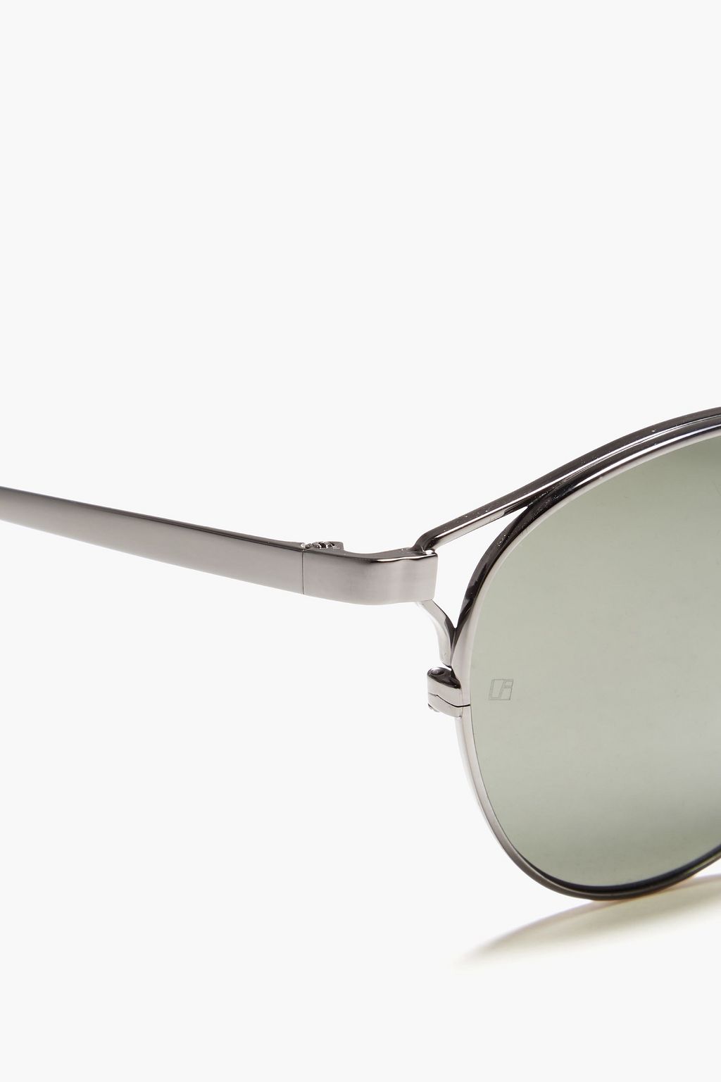 LINDA FARROW Aviator-style gunmetal-tone and titanium sunglasses