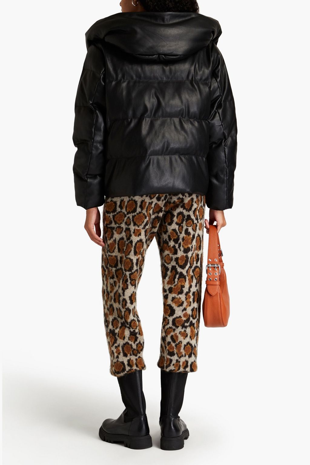 JAKKE. Patricia quilted faux leather hooded down jacket