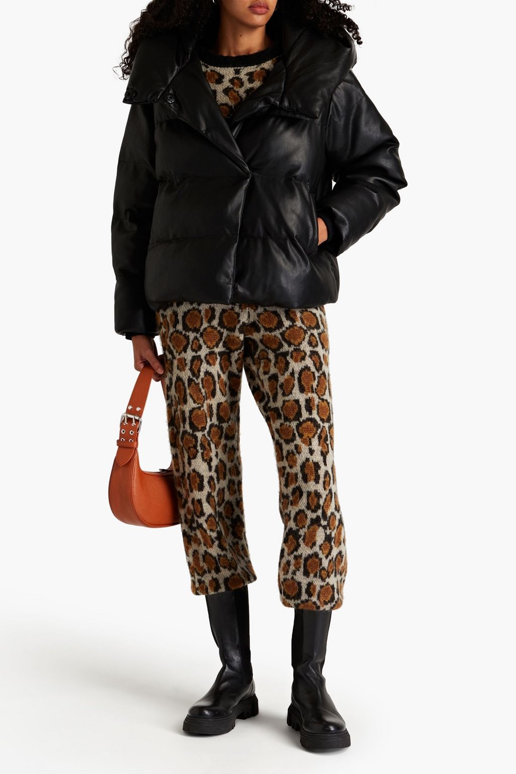 JAKKE. Patricia quilted faux leather hooded down jacket