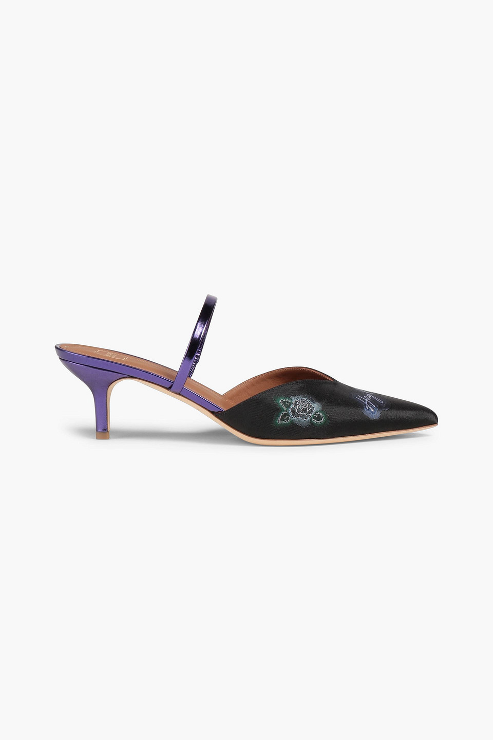 Marla leather-trimmed embroidered jacquard pumps