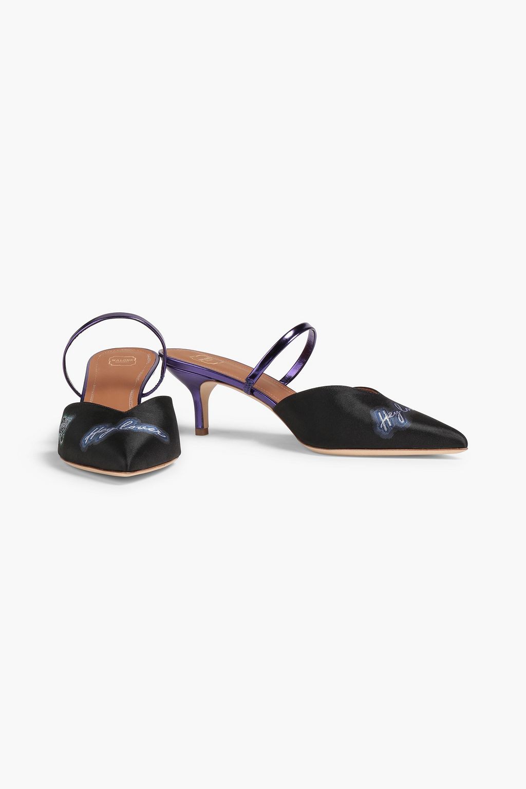 MALONE SOULIERS Marla leather-trimmed embroidered jacquard pumps