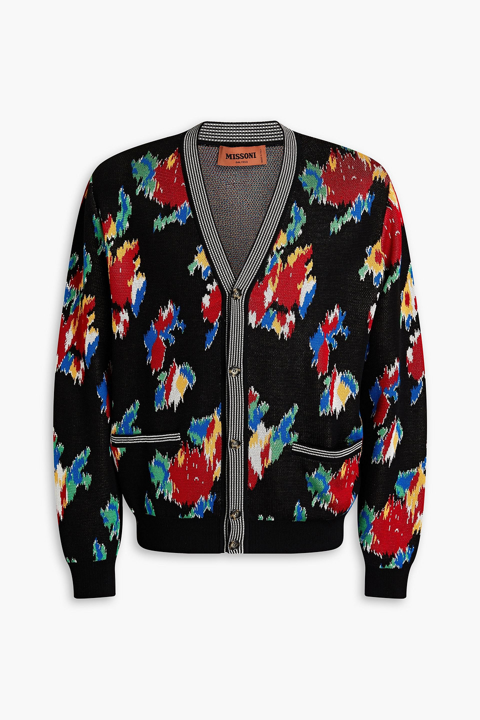 missoni - jacquard-knit cotton-blend cardigan - black - s