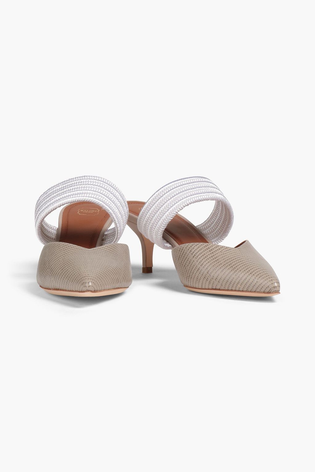 MALONE SOULIERS Masie 45 Pumps aus geflochtener Kordel und Leder mit Eidechseneffekt