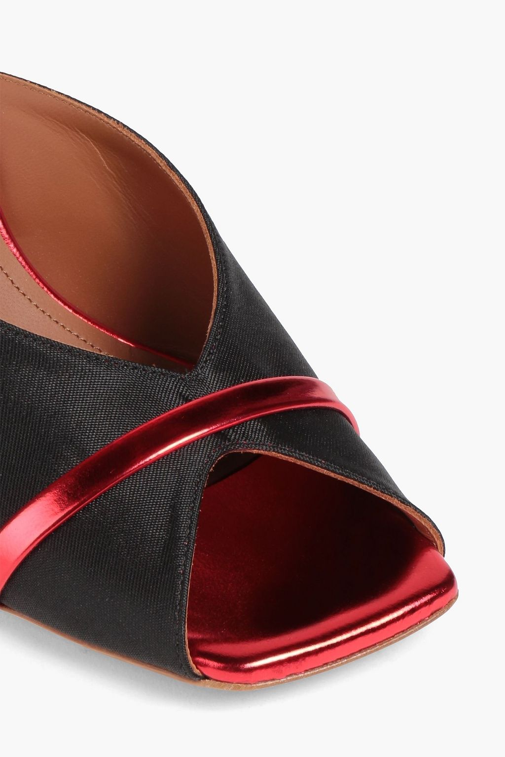 MALONE SOULIERS Lucia leather-trimmed embroidered jacquard mules