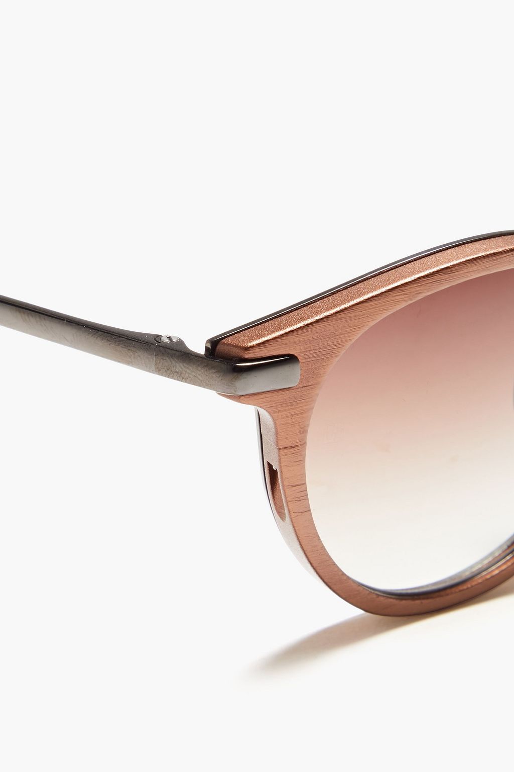 LINDA FARROW Round-frame bronze-tone and titanium sunglasses