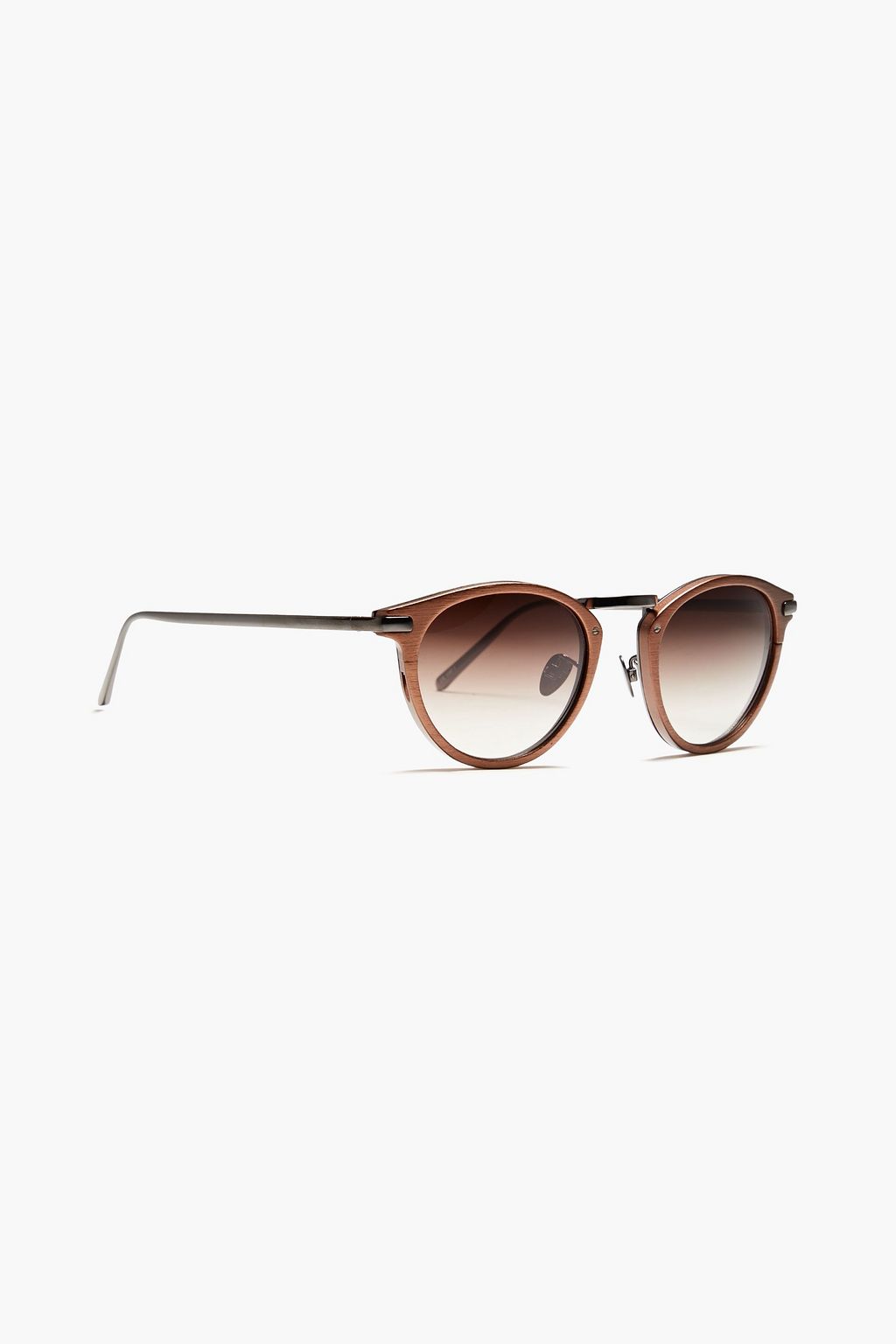 LINDA FARROW Round-frame bronze-tone and titanium sunglasses