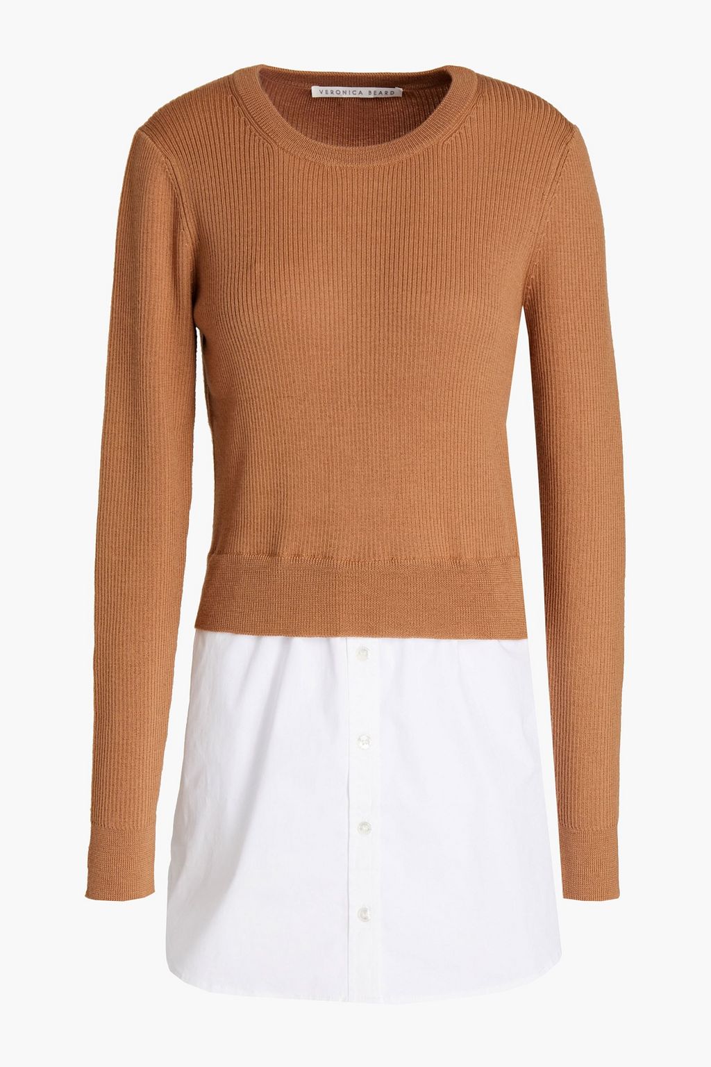 VERONICA BEARD Rocha poplin-paneled merino wool sweater